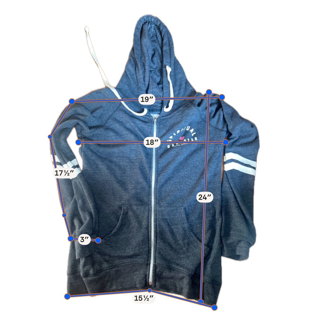 Spiritual Gangster Zip Up Hoodie Charcoal Grey Varsity Stripe Yoga Medium - Picture 3 of 5
